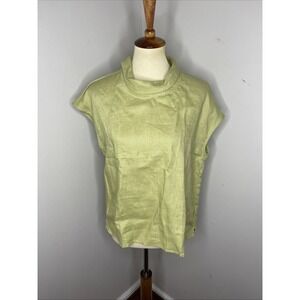 New‎ Lintico Green Linen Flutter Sleeve Blouse Large L